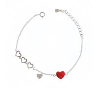 LerijN Bracelet Argent,Bracelet En Argent Sterling Pour Femme Délicat En Argent 925 Avec Chaîne En Forme De Cœur Réglable En Forme De Cœur Rouge - Bijoux Cadeaux Pour Femme