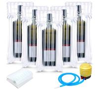 Leriton Lot de 150 sacs de protection gonflables pour bouteille de vin - Pour voyage - Colonne d'air - Manches d'expédition de vin - Coussin à bulles pour voyage avec pompe réutilisable