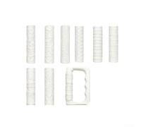 Leriton Lot de 9 rouleaux de texture pour argile, polymère et poterie, motifs réalistes de pierre, brique, grain de bois, poignée ergonomique en plastique blanc, mode miniature