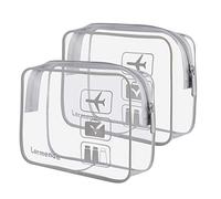 Lermende Lot de 2 Trousses de Toilette Transparentes Lermende approuvées par la TSA - pour Voyage - Conforme aux Normes des compagnies aériennes - Taille L - Trousse 3-1-1, 3. Gris.
