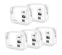 Lermende Lot de 5 Trousses de Toilette Transparentes certifiées TSA - pour Voyage, Bagage à Main, Sac Conforme à l'aéroport - Accessoires de Voyage - Taille Quart - 3-1-1 - Kit de Sacs à Bagages