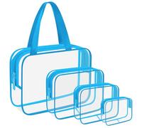Lermende Trousse de toilette de voyage transparente, trousse de maquillage pour femme, trousse assortie dans différentes tailles, bleu, Sacs transparents pour les voyages