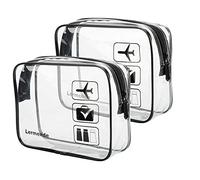 Lermende Trousse de Toilette Transparente approuvée par la TSA - pour Voyage - Conforme aux Normes des compagnies aériennes - Taille L - 3-1-1 - Trousse à Bagages, Noir, 2 Pack, Trousse de Toilette