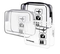 Lermende Trousse de toilette transparente approuvée TSA pour voyage, sac de transport pour aéroport et compagnie aérienne, conforme au format 3-1-1, pochette de bagage de taille quart., 3 Pack