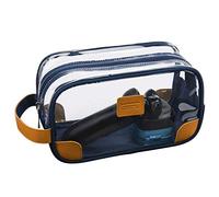 Lermende Trousse de Toilette, Transparente pour Homme - Trousse de Toilette de Voyage avec dragonne - Organiseur de Salle de Bain Unisexe, Noir, 9.5'' x 4.3'' x 5.3'', Trousse de Toilette Homme-Bleu