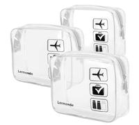 Lermende Trousse de Toilette Transparente, Sac à liquides, Bagage à Main, Sac cosmétique, Sac Transparent Conforme à l'aéroport, Sac de Voyage Avion 1 Litre, 3 Pack, Trousse de