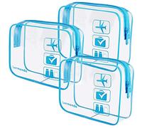 Lermende Trousse de Toilette Transparente, Sac à liquides, Bagage à Main, Sac cosmétique, Sac Transparent Conforme à l'aéroport, Sac de Voyage Avion 1 Litre., Transparent, 3 Pack, Mixte Adulte