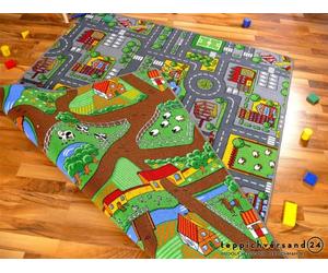 Lernen und Spielen Tapis de Jeu avec Routes - réversible - Deux Faces avec paysages Routiers différents, Taille:200x300 cm