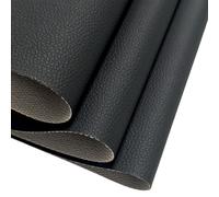 LERNOU Tissu en cuir synthétique granulé au mètre - 200 x 140 cm - Doux et imperméable - Texturé - Pour meubles, à coudre, chaises, canapés, sièges de voiture - Noir
