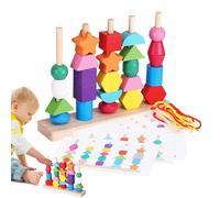 Lernspielzeug zum Fädeln | Fädelspielzeug aus Holz | -Vorschulaktivität zur Farb- und Formerkennung | Für Kleinkinder, Frühes Lernen, Heimschule, Kindergarten, Geschenk, Kognitive Entwicklun