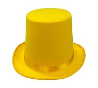 LERONO Chapeau haut-de-forme vintage Fedora de l'âge victorien à bord court chapeau de magicien occidental polyvalent pour dîner en plein air tenue décontractée, Hauteur 16,5 jaune, 1-2