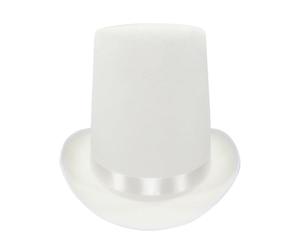 LERONO Chapeau haut-de-forme vintage Fedora de l'âge victorien à bord court chapeau de magicien occidental polyvalent pour dîner en plein air tenue décontractée, Hauteur : 20 cm - Blanc, 1-2