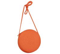 LERONO Sac à Bandoulière de Couleur Unie, Tissé à la Main pour Femme et Fille - Rond de Plage Tendance en Paille pour Téléphone Portable