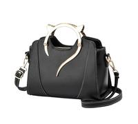 LERONO Sac à Main Élégant en Cuir PU pour Femme, Sac à Bandoulière avec Oreilles de Chat, Poignée sur le Dessus et Fermeture Éclair - Noir