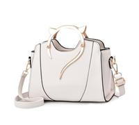 LERONO Sac à Main Élégant en Cuir PU pour Femme, Sac à Bandoulière Mignon avec Oreilles de Chat, Poignée sur le Dessus et Fermeture Éclair - Blanc
