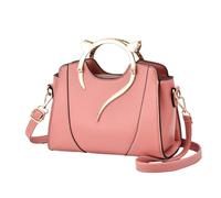 LERONO Sac à Main Élégant en Cuir PU pour Femme, Sac à Bandoulière Mignon avec Oreilles de Chat, Poignée sur le Dessus et Fermeture Éclair - Rose