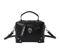 LERONO Sacs pour femme, petit sac à main en cuir synthétique, sac à bandoulière gothique, punk, tête de mort, croix, chaîne avec poignée sur le dessus pour femme, crâne