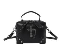 LERONO Sacs pour femme, petit sac à main en cuir synthétique, sac à bandoulière gothique, punk, tête de mort, croix, chaîne avec poignée sur le dessus pour femme, Croix