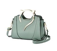 LERONO Sacs pour femme, sac à main élégant en cuir PU, sac à bandoulière mignon avec oreilles de chat avec poignée sur le dessus, sac à main à fermeture éclair, sac à main pour femme, Vert