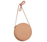 LERONO Sacs pour femmes, sac à bandoulière de couleur unie, sac à bandoulière tissé à la main pour femme et fille, sac de plage rond, sac tendance pour téléphone portable, sac tissé en paille, Poudre