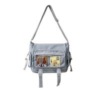 LERONO Sacs pour femmes, sac à bandoulière sur le thème des animaux mignons en nylon, sac à livres, sac à bandoulière japonais pour lycée, bleu