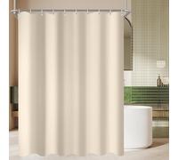 Lerores - Rideau de douche, 160 x 200 cm, Beige, Ourlet lesté, Textile anti-moisissure, Imperméable, Lavable en polyester - Rideaux de bain pour salle de bain, Baignoire avec 10 anneaux de rideau de