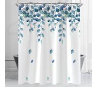 Lerores Rideau de douche 180 x 200 cm, feuilles de plante vertes résistantes à la moisissure et au mildiou, en polyester imperméable et lavable avec bande de poids, 12 crochets pour salle de bain