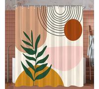 Lerores - Rideau de douche 180 x 200 cm - Impression de feuilles - Bas lesté - Anti-moisissure - Textile - Hydrofuge - Lavable - En polyester - Tissu pour salle de bain avec œillets et 12 anneaux de