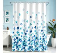 Lerores Rideau de douche, 180 x 200 cm, Pétales bleues, Ourlet lesté, Textile anti-moisissure, Hydrofuge, Rideaux de bain en polyester lavables avec œillets et 12 anneaux de rideau de douche pour