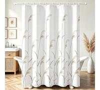 Lerores Rideau de douche 180x200cm, Ourlet lesté anti-moisissure en épis de blé, imperméable, lavable en polyester, rideaux de bain avec œillets et 12 anneaux pour salle de bain, baignoire