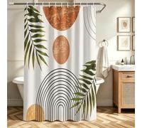 Lerores Rideau de douche 200 x 200 cm - Lignes de feuilles - Ourlet lesté - Textile anti-moisissure - Imperméable - Lavable - En tissu polyester - Avec 12 œillets et anneaux de rideau de douche - Pour