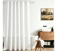 Lerores - Rideau de douche, 200 x 240 cm, Blanc pur, Bas lesté, Textile anti-moisissure, Hydrofuge, Lavable en polyester - Rideaux de bain pour salle de bain, Baignoire avec 12 anneaux de rideau de