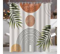 Lerores Rideau de douche 240 x 200 cm - Lignes de feuilles - Ourlet lesté - Textile anti-moisissure - Imperméable - Lavable - En polyester - Avec 16 œillets et anneaux de rideau de douche - Pour salle