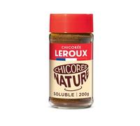 LEROUX Chicorée Nature Soluble 200 g - Bocal Verre, Granulés Authentiques du Terroir Français - Lot de 3