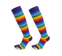 Lerpwige 1 paire de chaussettes à orteils arc-en-ciel pour femme - Rayées arc-en-ciel - 5 jambières amusantes - Avec orteils séparés - Respirantes, lilas, taille unique