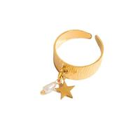 Lerpwige Anneaux d'ouverture tendance en acier inoxydable doré pendentif cœur accessoires pour femmes vêtements confortables et utilisation du temps bagues femmes tendance, comme décrit
