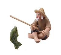 Lerpwige Aquariums Decorations Figurine modèle de pêcheur paysage cachettes maison pour poissons aquatiques crevettes décors vintage