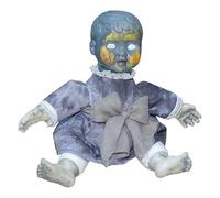 Lerpwige Asseyez-vous avec un visage éclatant et des sons terribles et un langage pour le jardin montre des décorations effrayantes
