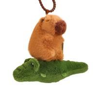 Lerpwige Belle Capybaras Peluche Pendentif Fourrure Dessin animé Porte-clés Doux et populaire Ornement Jouet pour la décoration et donner 9/12 cm