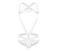 Lerpwige Body pour homme avec sangle de poitrine élastique - Tanga Jockstrap - Maillot de lutte - Combinaison une pièce - Sous-vêtements une pièce, Blanc., XXL