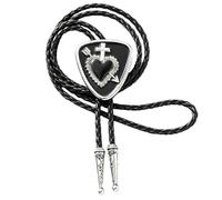 Lerpwige Bolo Cravate tressée avec pendentif en forme de cœur Argenté