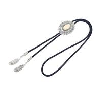 Lerpwige Bolotie rétro pour homme et femme de style occidental réglable en corde tressée avec fleur en métal turquoise pierre tressée cravate bolo, Mode turquoise blanche, taille unique