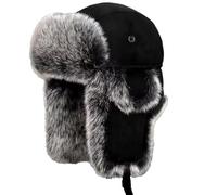 Lerpwige Bonnet de trappeur doublé de fourrure avec cache-oreilles coupe-vent pour l'hiver Ski Hiver Ski Hiver Cache-oreilles épais Chasse Pour homme et femme Skate Ski Bonnet cache-oreilles, Noir