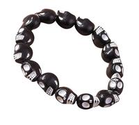 Lerpwige Bracelet tendance tête de mort en perles élastique résine streetwear chaîne à main élégant style punk accessoires gothique, taille unique, comme décrit