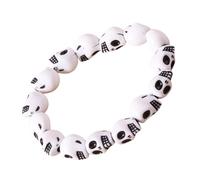 Lerpwige Bracelet tendance tête de mort en perles élastique résine streetwear chaîne à main élégant style punk accessoires gothique, taille unique, comme décrit