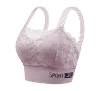 Lerpwige Bralette de sport sans fil dentelle florale française couverture confortable de redressement sous-vêtements soutien-gorge pour femmes soutien-gorge camisole gratuit, kaki, XXL