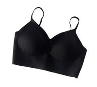 Lerpwige Bralette en forme de U en forme de U sans fil fine et respirante en coton avec bretelles spaghetti réglables Soutien-gorge push-up pour soutien dorsal pour petit buste, Noir , XL