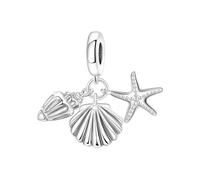Lerpwige Breloque créature plaquée argent pour la fabrication de bijoux, accessoires élégants sur le thème de, avec gravures détaillées d ' animaux marins