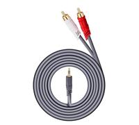 Lerpwige Câble 3 5 mm vers 2 RCA très résistant avec revêtement en PVC pour une durée de vie. Câble avec design anti-interférence, connecteurs plaqués or