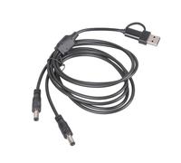 Lerpwige Câble répartiteur d'alimentation 5 V 3 A avec entrée USB A et type C vers double sortie CC 5,5 x 2,5 mm pour ventilateur de routeur, cordon adaptateur d'alimentation LED